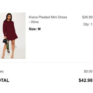 Pleated Mini Dress - Wine